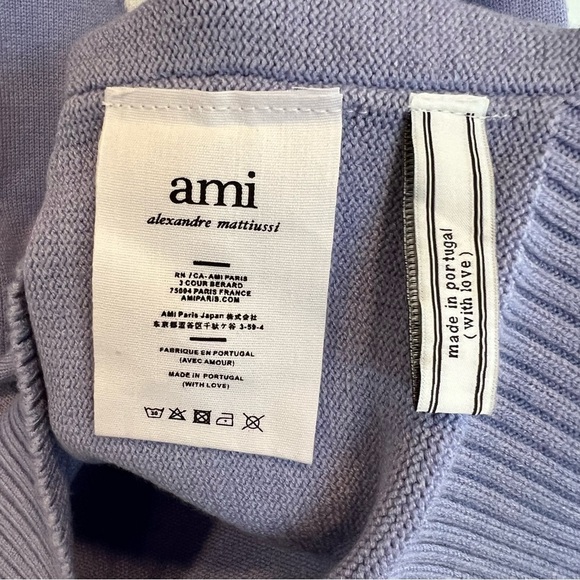 Ami Heart Crewneck Sweater Periwinkle Purple Small Spring Pastel Preppy Cozy - Picture 5 of 5